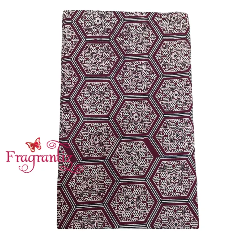 ajrakh print dress material maroon