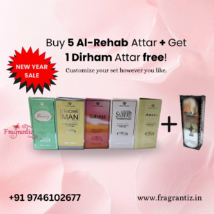 Buy 5 Al Rehab attar Get 1 Dirham attar Free New Year Sale